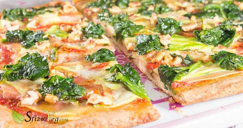 Pizza integrale spinaci e noci