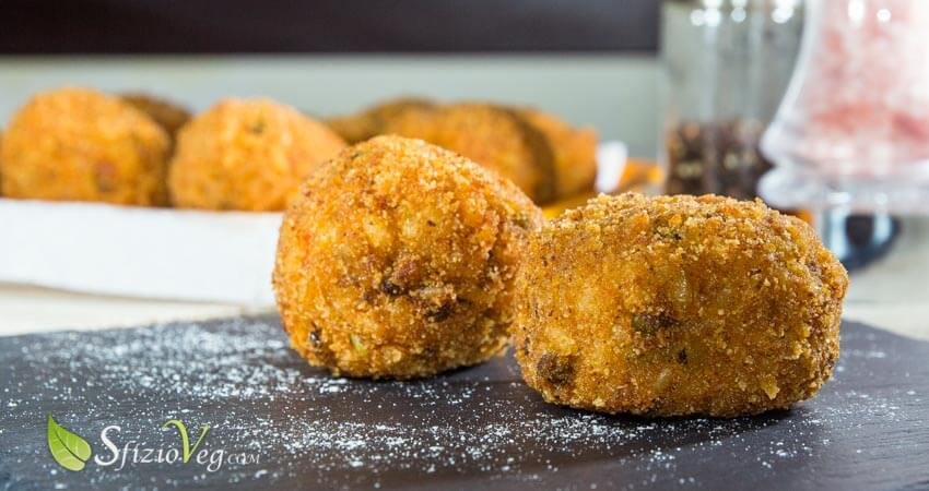 arancini vegani con piselli