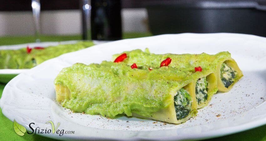 Cannelloni vegan con anacardi e spinaci