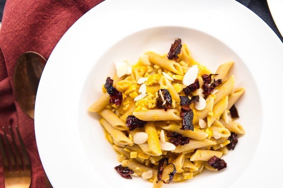 pasta zucca e tempeh